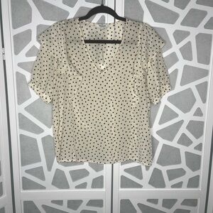 Madewell Cream and Black Polka Dot Blouse